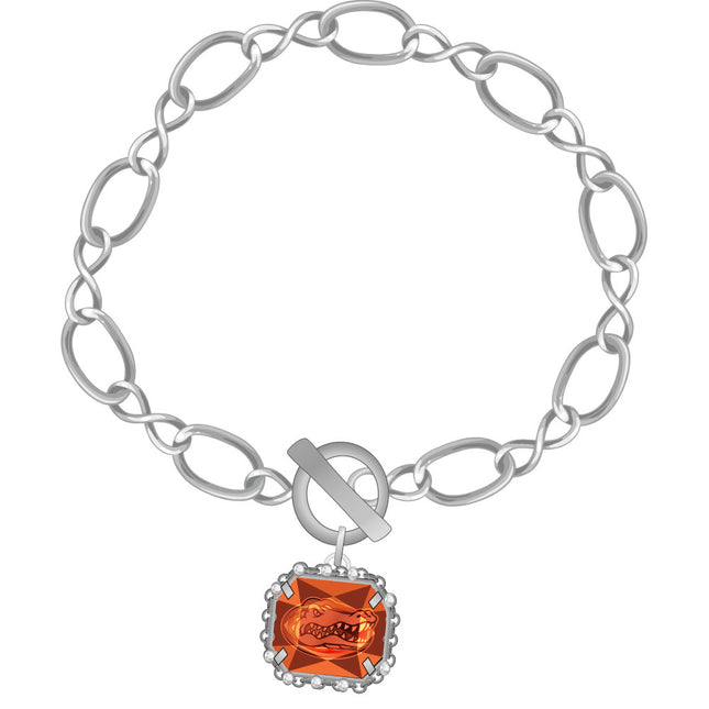 Florida Gators Etched Chain Bracelet Silver Plated