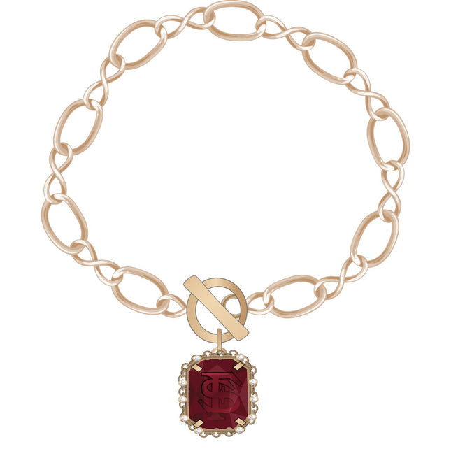 Florida State Seminoles Etched Chain Bracelet Silver Plated