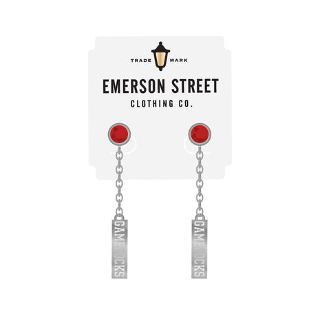 South Carolina Gamecocks Logo Dangle Earrings Silver Plated