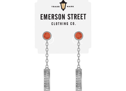 Auburn Tigers Logo Dangle Earrings Silver Plated