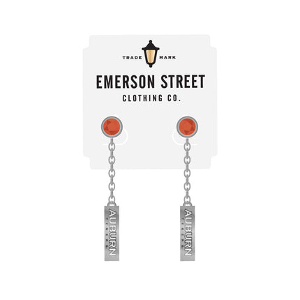 Auburn Tigers Logo Dangle Earrings Silver Plated