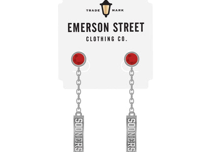 Oklahoma Sooners Logo Dangle Earrings Silver Plated
