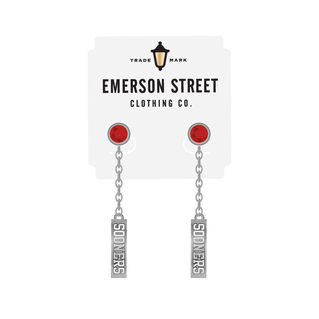 Oklahoma Sooners Logo Dangle Earrings Silver Plated
