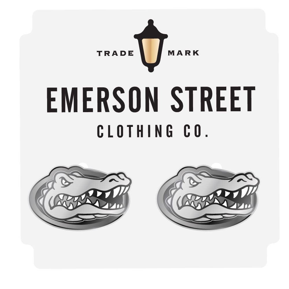 Florida Gators Logo Stud Earrings Silver Plated