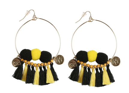 Iowa Hawkeyes Multi Tassel Pom Pom Earrings