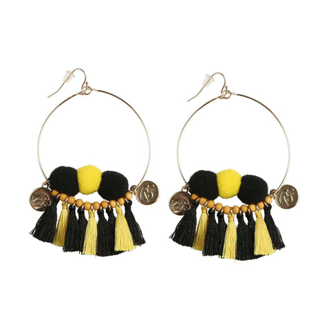 Iowa Hawkeyes Multi Tassel Pom Pom Earrings