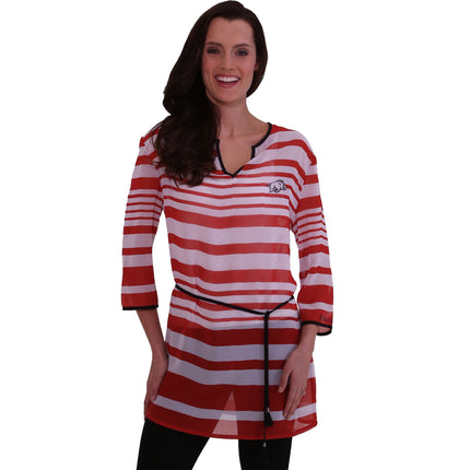 Arkansas Razorbacks Sheer Sheer Stripe Tunic