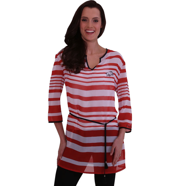 Arkansas Razorbacks Sheer Sheer Stripe Tunic