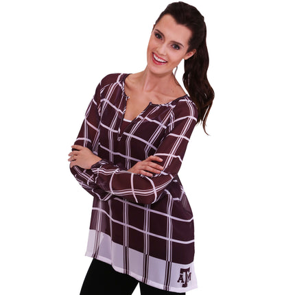 Texas A&M Aggies Plaid Sheer Top