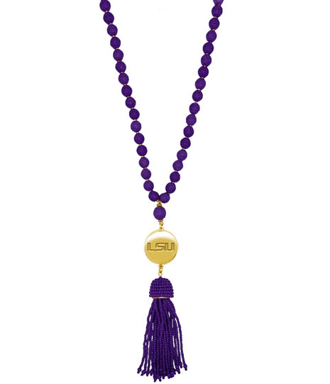 LSU Tigers Hand Beaded Lala Necklace