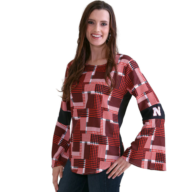 Nebraska Cornhuskers Bell Sleeve Top