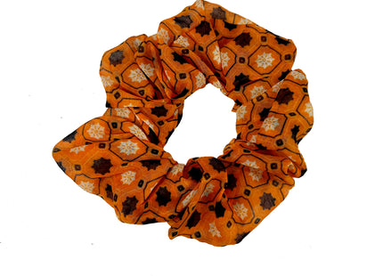 VANESSA PRINT SCRUNCHIE , ORANGE/BLACK/WHITE