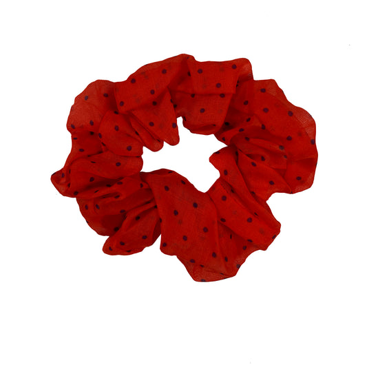 Vanessa Polka Dot Scrunchie, Red/Black