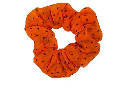 Game Day Orange/Black Polka Dot Scrunchie