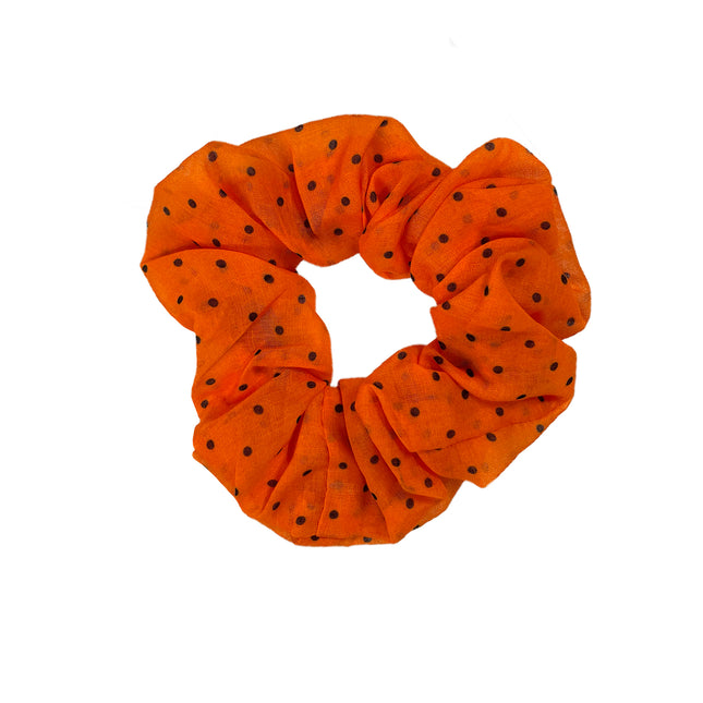 Game Day Orange/Black Polka Dot Scrunchie
