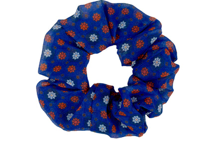 VANESSA PRINT SCRUNCHIE , ROYAL/ ORANGE/WHITE