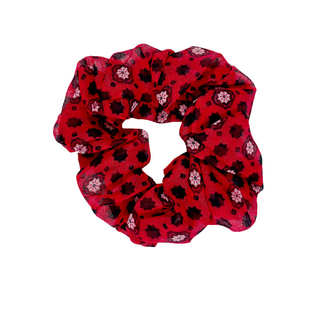VANESSA PRINT SCRUNCHIE , RED/BLACK