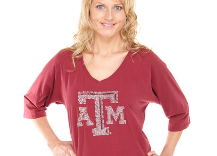 Texas A&M Aggies Jeweled Raglan V Neck