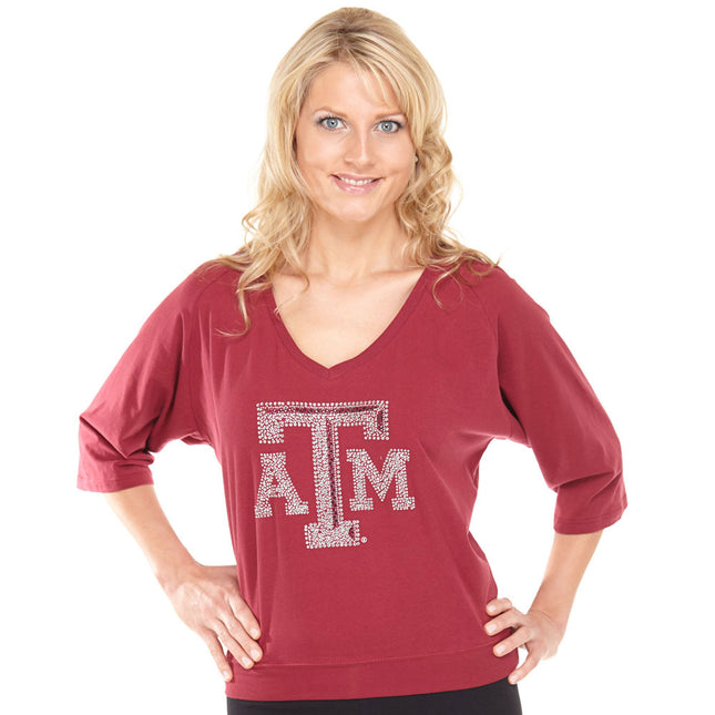 Texas A&M Aggies Jeweled Raglan V Neck