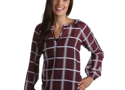 Texas A&M Aggies Plaid Sheer Top