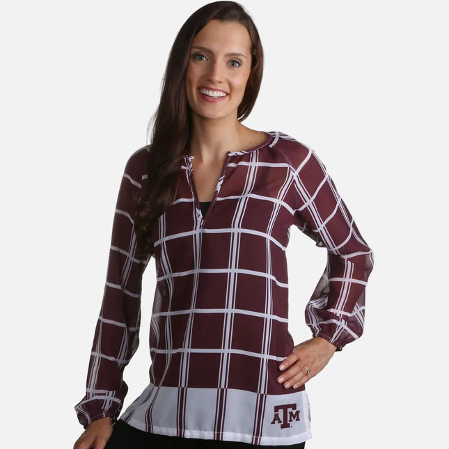 Texas A&M Aggies Plaid Sheer Top