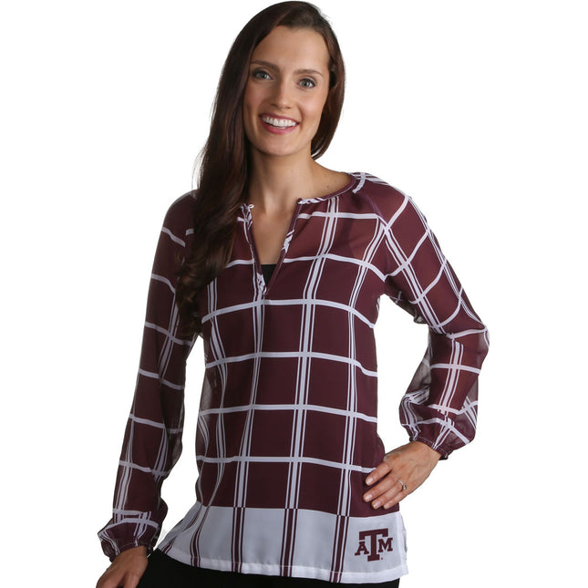 Texas A&M Aggies Plaid Sheer Top
