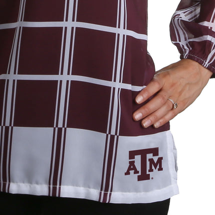 Texas A&M Aggies Plaid Sheer Top