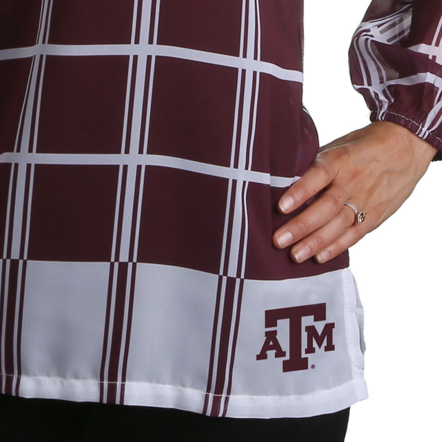 Texas A&M Aggies Plaid Sheer Top