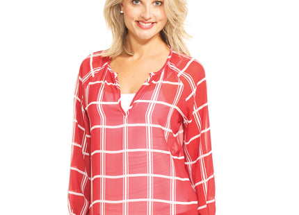 Arkansas Razorbacks Plaid Sheer Top