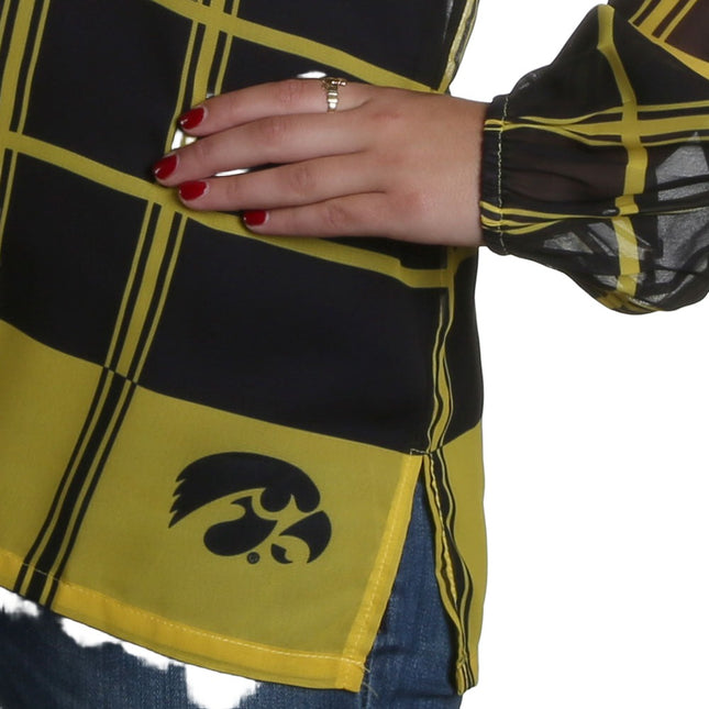 Iowa Hawkeyes Plaid Sheer Top
