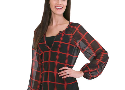 Nebraska Cornhuskers Plaid Sheer Top