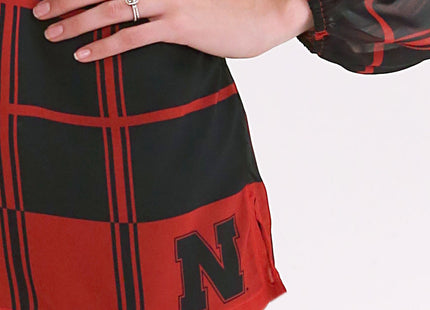 Nebraska Cornhuskers Plaid Sheer Top