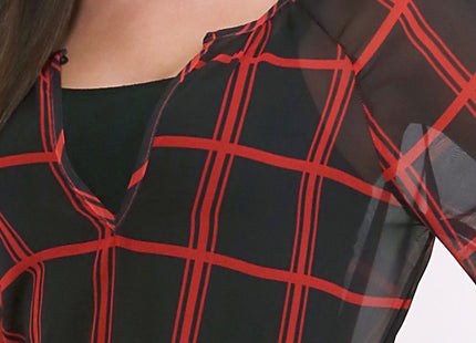 Nebraska Cornhuskers Plaid Sheer Top