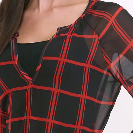 Nebraska Cornhuskers Plaid Sheer Top