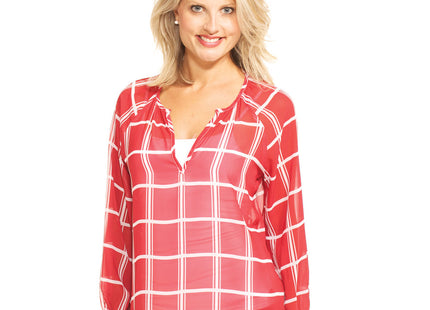Oklahoma Sooners Plaid Sheer Top