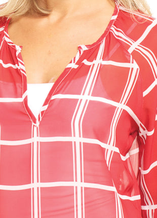 Oklahoma Sooners Plaid Sheer Top