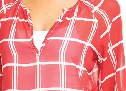 Arkansas Razorbacks Plaid Sheer Top