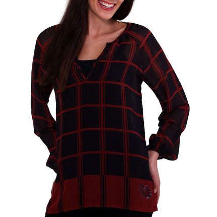 South Carolina Gamecocks Plaid Sheer Top