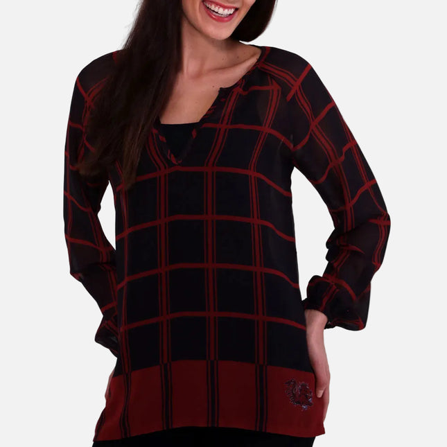 South Carolina Gamecocks Plaid Sheer Top