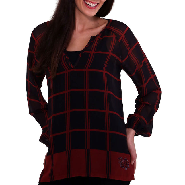 South Carolina Gamecocks Plaid Sheer Top