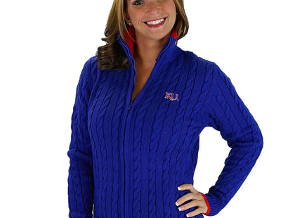 Kansas Jayhawks Zip Cable Cardigan